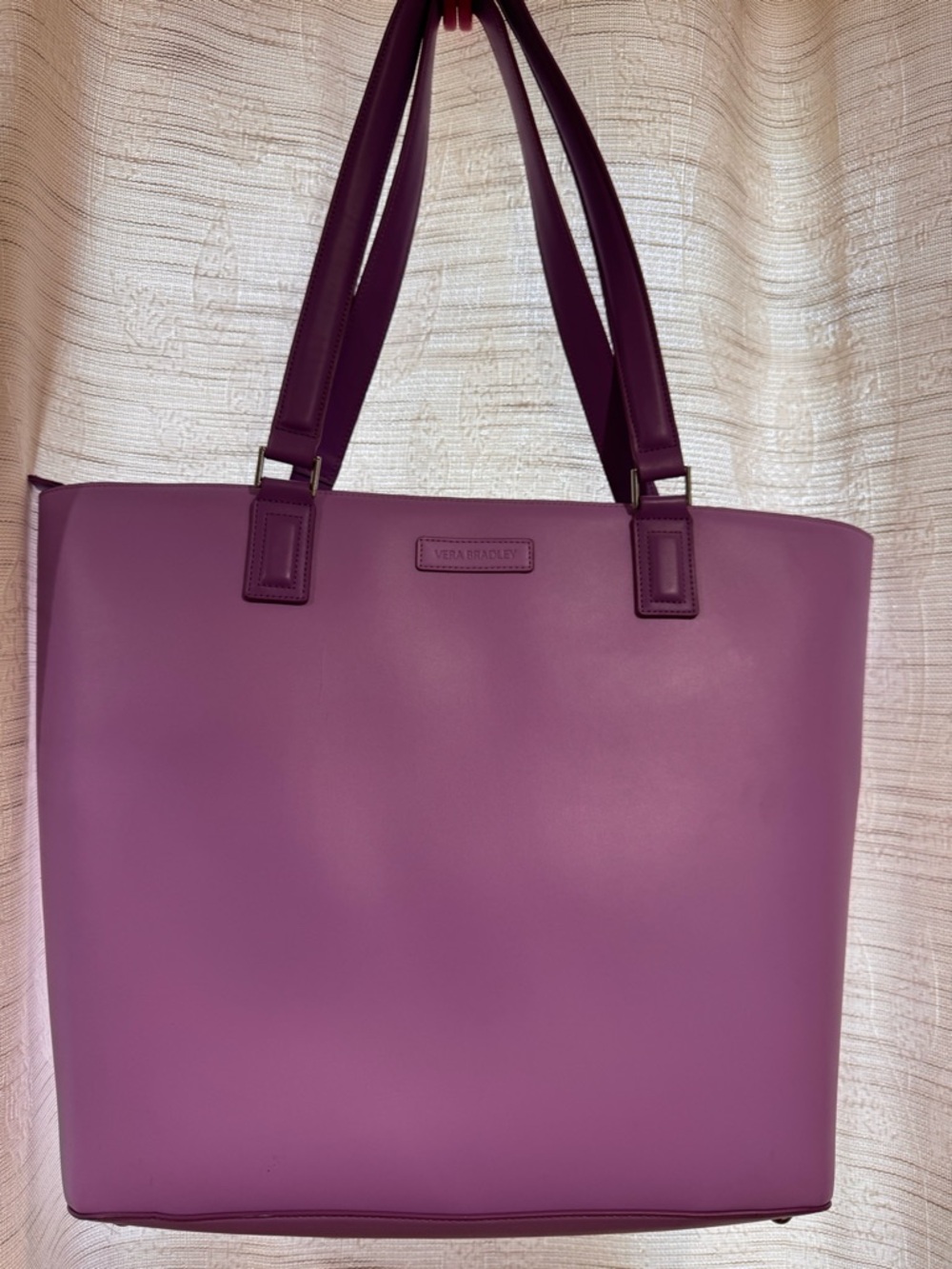 Vera Bradley Purple Tote Bag Faux Leather Large Shoulder Bag Work Travel